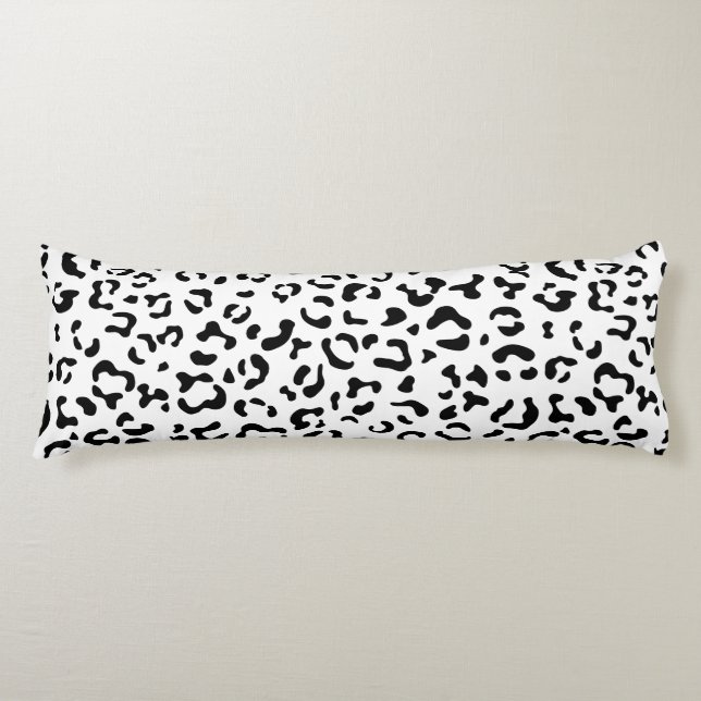 Leopard Print, Leopard Spots, Black And White Body Cushion (Front)