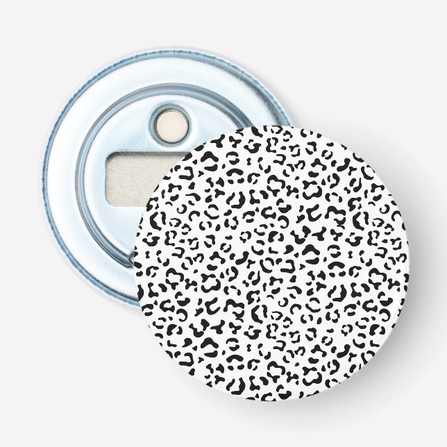 Leopard Print, Leopard Spots, Black And White Bottle Opener (Front)