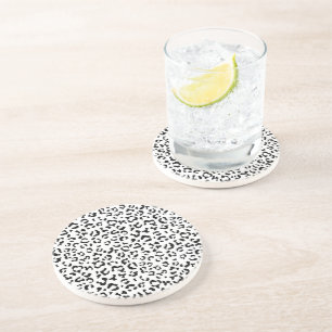 Leopard Print, Leopard Spots, Black And White Coaster