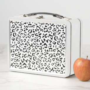 Leopard Print, Leopard Spots, Black And White Metal Lunch Box