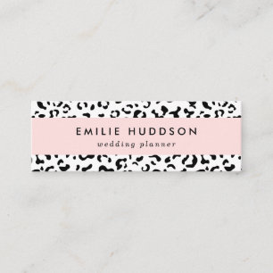 Leopard Print, Leopard Spots, Black And White Mini Business Card