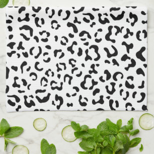 Leopard Print, Leopard Spots, Black And White Tea Towel