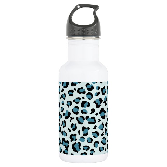 Leopard Print, Leopard Spots, Blue Leopard 532 Ml Water Bottle (Front)
