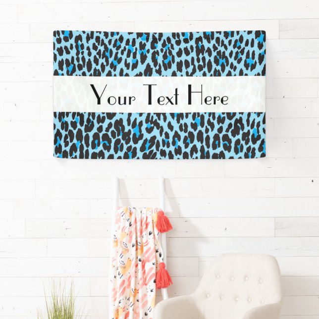 Leopard Print, Leopard Spots, Blue Leopard Banner (Insitu)