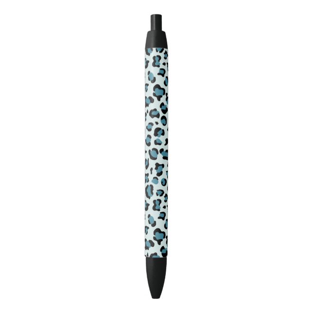 Leopard Print, Leopard Spots, Blue Leopard Black Ink Pen (Front Vertical)