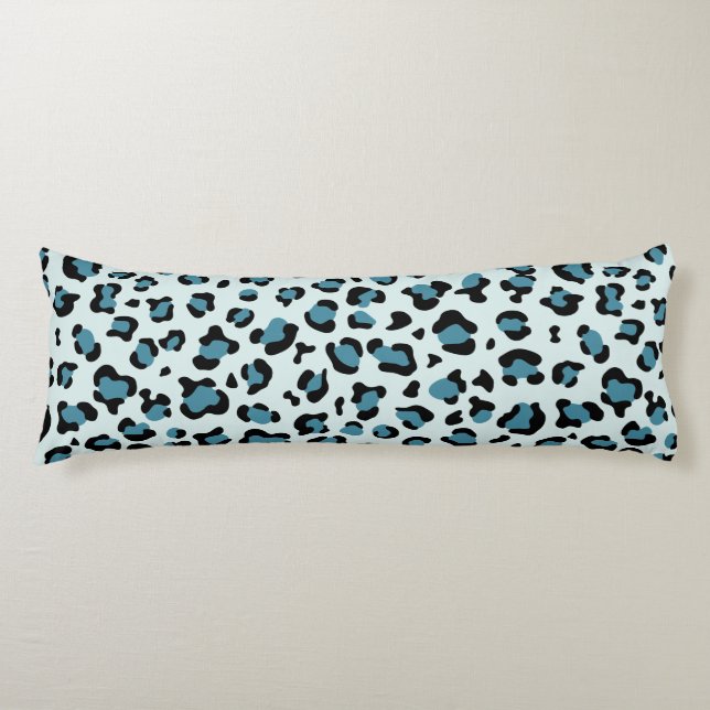 Leopard Print, Leopard Spots, Blue Leopard Body Cushion (Front)