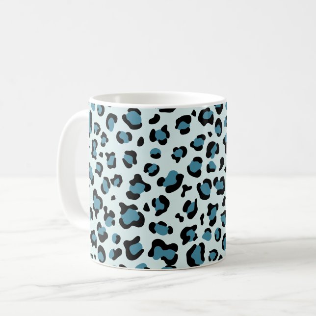 Leopard Print, Leopard Spots, Blue Leopard Coffee Mug (Front Left)