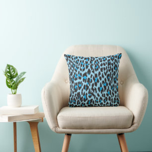 Leopard Print, Leopard Spots, Blue Leopard Cushion