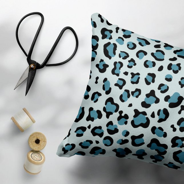 Leopard Print, Leopard Spots, Blue Leopard Decorative Cushion (Creator Uploaded)