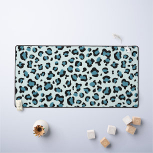 Leopard Print, Leopard Spots, Blue Leopard Desk Mat