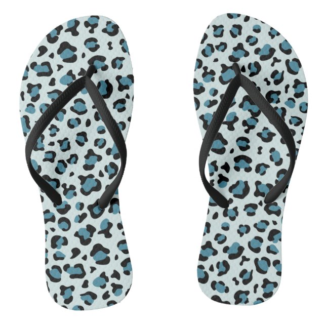 Leopard Print, Leopard Spots, Blue Leopard Jandals (Footbed)