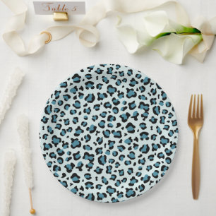 Leopard Print, Leopard Spots, Blue Leopard Paper Plate