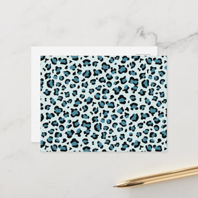 Leopard Print, Leopard Spots, Blue Leopard Postcard (Front/Back In Situ)