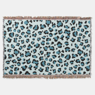 Leopard Print, Leopard Spots, Blue Leopard Throw Blanket