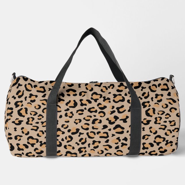 Leopard Print, Leopard Spots, Brown Leopard Duffle Bag (Front)
