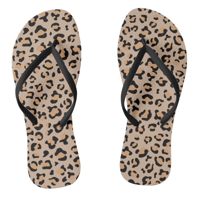 Leopard Print, Leopard Spots, Brown Leopard Jandals (Footbed)