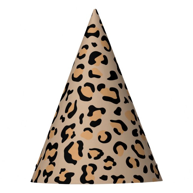 Leopard Print, Leopard Spots, Brown Leopard Party Hat (Front)
