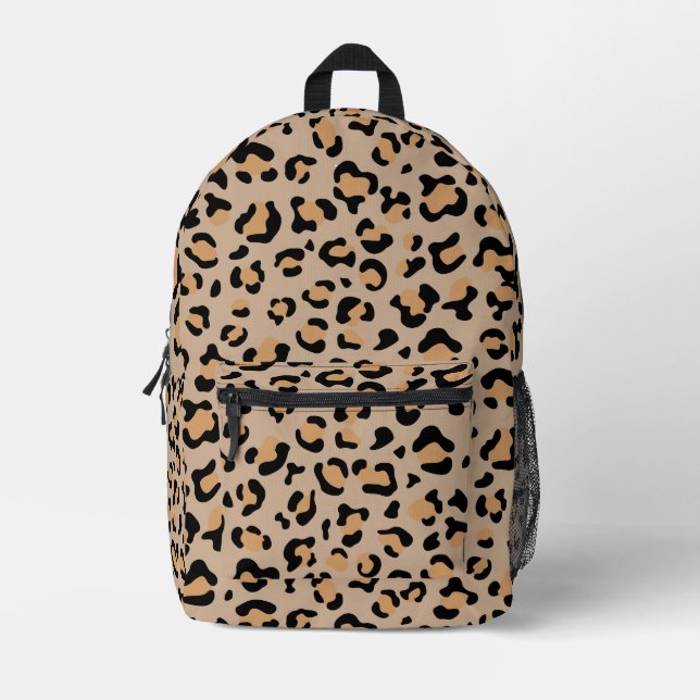 Leopard Print, Leopard Spots, Brown Leopard Printed Backpack (Front)