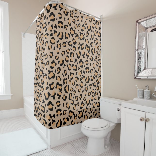 Leopard Print, Leopard Spots, Brown Leopard Shower Curtain (In Situ)