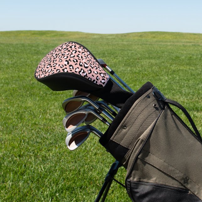 Leopard Print, Leopard Spots, Pink Leopard Golf Head Cover (In Situ)