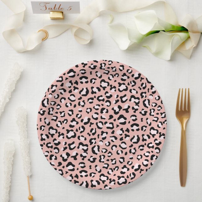 Leopard Print, Leopard Spots, Pink Leopard Paper Plate (Wedding)