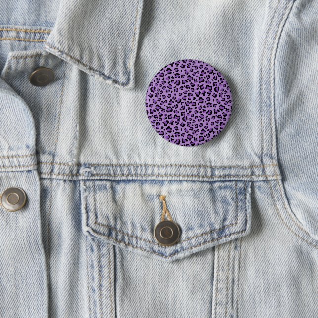 Leopard Print, Leopard Spots, Purple Leopard 6 Cm Round Badge (In Situ)