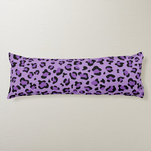 Leopard Print, Leopard Spots, Purple Leopard Body Cushion (Front)