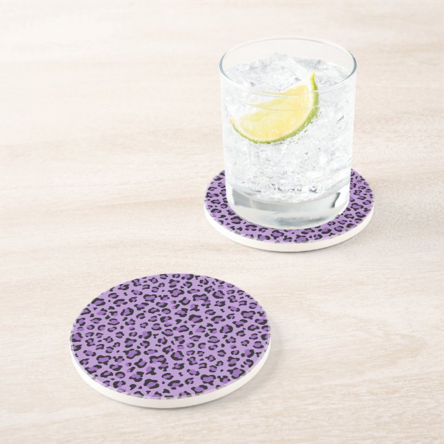 Leopard Print, Leopard Spots, Purple Leopard Coaster (Side)