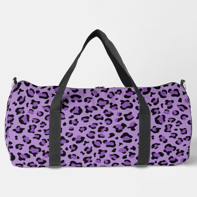 Leopard Print, Leopard Spots, Purple Leopard Duffle Bag (Front)