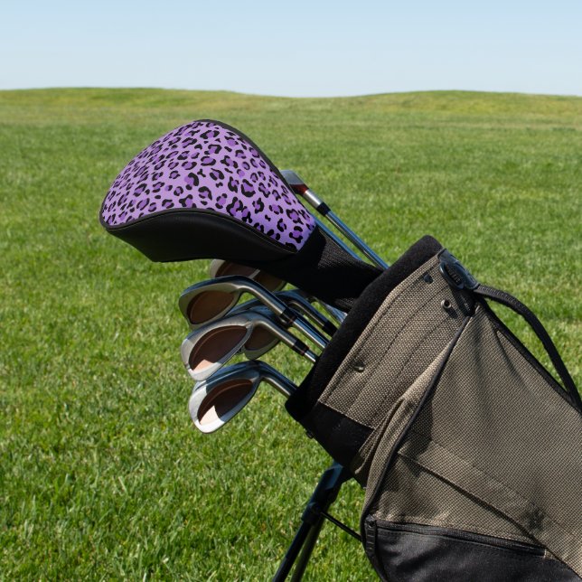Leopard Print, Leopard Spots, Purple Leopard Golf Head Cover (In Situ)