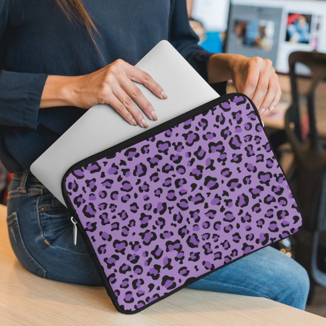 Leopard Print, Leopard Spots, Purple Leopard Laptop Sleeve (Creator Uploaded)