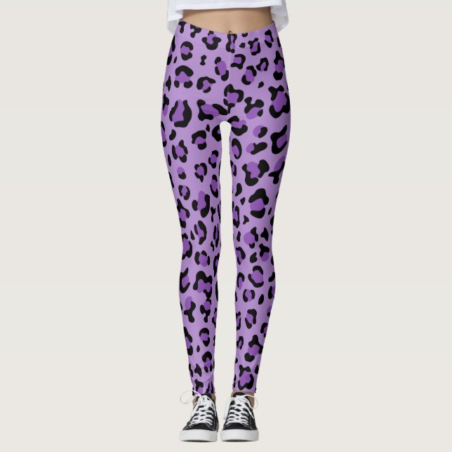 Leopard Print, Leopard Spots, Purple Leopard Leggings (Front)