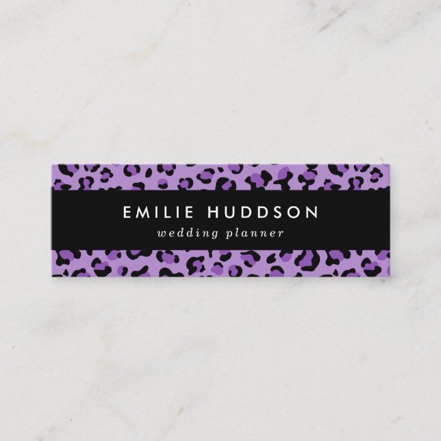 Leopard Print, Leopard Spots, Purple Leopard Mini Business Card (Front)