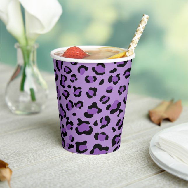 Leopard Print, Leopard Spots, Purple Leopard Paper Cups (Insitu)