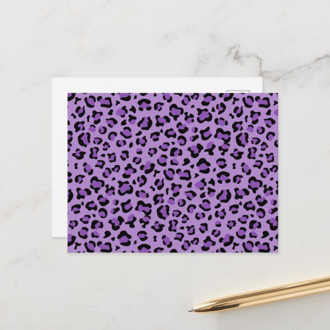 Leopard Print, Leopard Spots, Purple Leopard Postcard (Front/Back In Situ)