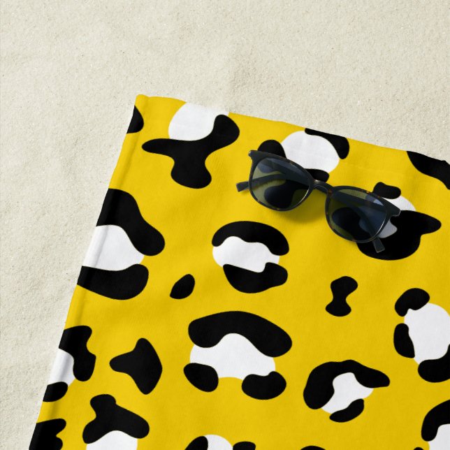Leopard Print, Leopard Spots, Yellow Leopard Beach Towel (In Situ)