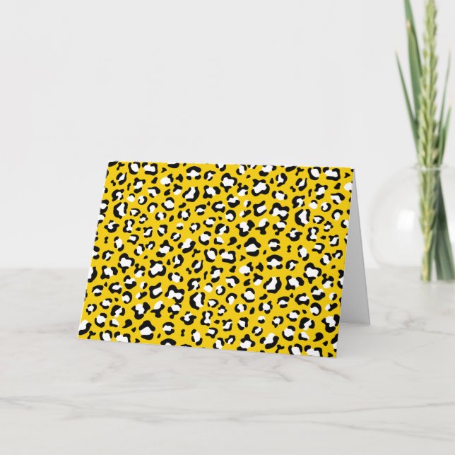 Leopard Print, Leopard Spots, Yellow Leopard Card (Front)