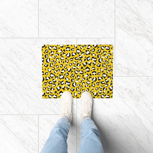 Leopard Print, Leopard Spots, Yellow Leopard Doormat (Indoor)