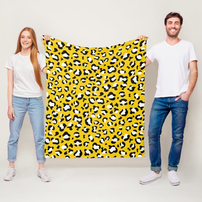 Leopard Print, Leopard Spots, Yellow Leopard Fleece Blanket (In Situ)