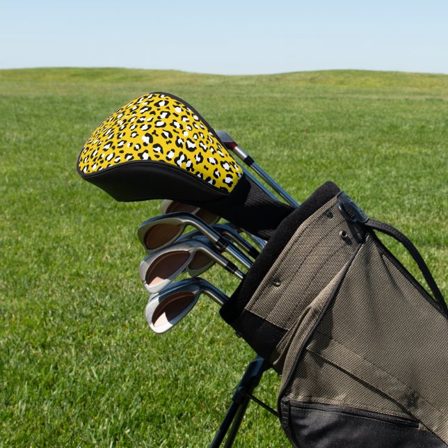 Leopard Print, Leopard Spots, Yellow Leopard Golf Head Cover (In Situ)