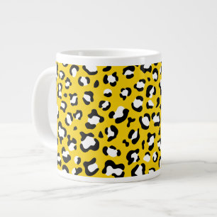Leopard Print, Leopard Spots, Yellow Leopard Large Coffee Mug