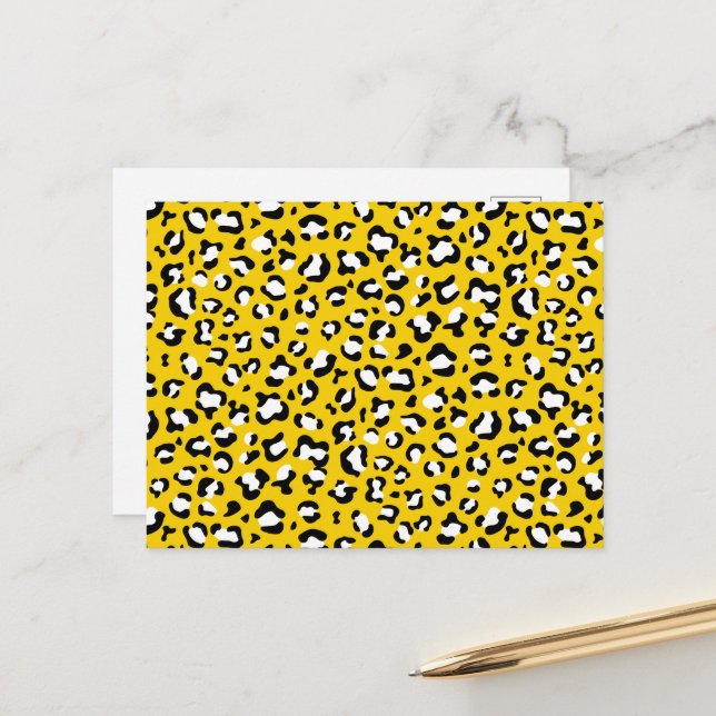 Leopard Print, Leopard Spots, Yellow Leopard Postcard (Front/Back In Situ)