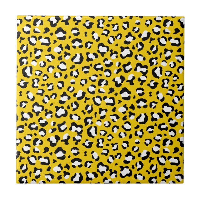 Leopard Print, Leopard Spots, Yellow Leopard Tile (Front)