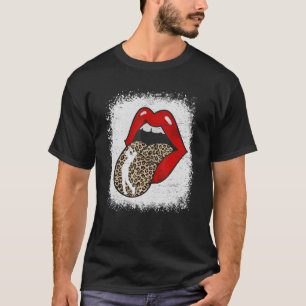 Leopard Print Lips Golf Mom Mothers Day Bleached T-Shirt