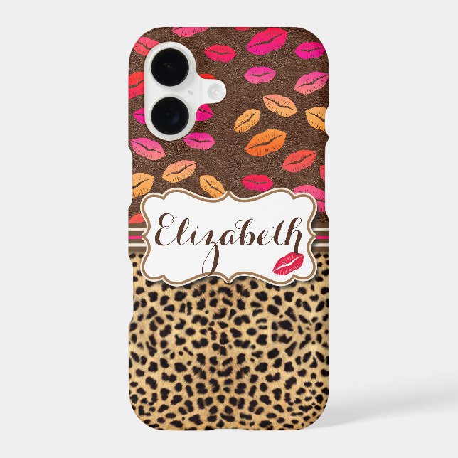 Leopard Print Lips Kisses Personalised (Back)