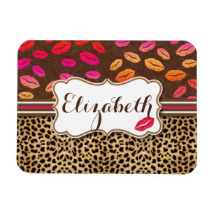 Leopard Print Lips Kisses Personalised Magnet