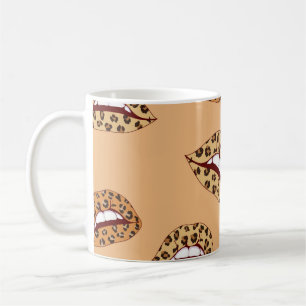 Leopard print lips seamless pattern,cheetah lips d coffee mug