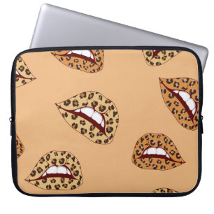 Leopard print lips seamless pattern,cheetah lips d laptop sleeve