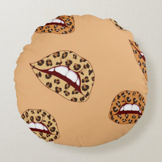 Leopard print lips seamless pattern,cheetah lips d round cushion