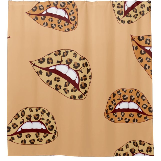 Leopard print lips seamless pattern,cheetah lips d shower curtain (Front)